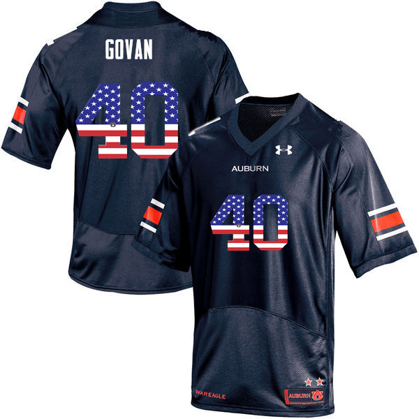 Men's Auburn Tigers #40 Eugene Govan USA Flag Fashion Navy College Stitched Football Jersey